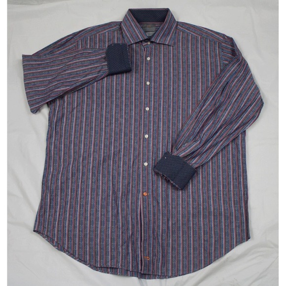 Thomas Dean Mens Long Sleeve‎ Button Front Flip Cuff Shirt Size XL - Picture 3 of 11